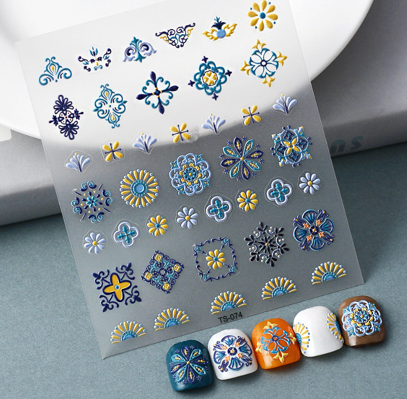 5D Nail Art Bohemian Flower Stickers Self Adhesive DIY TS74 NH23