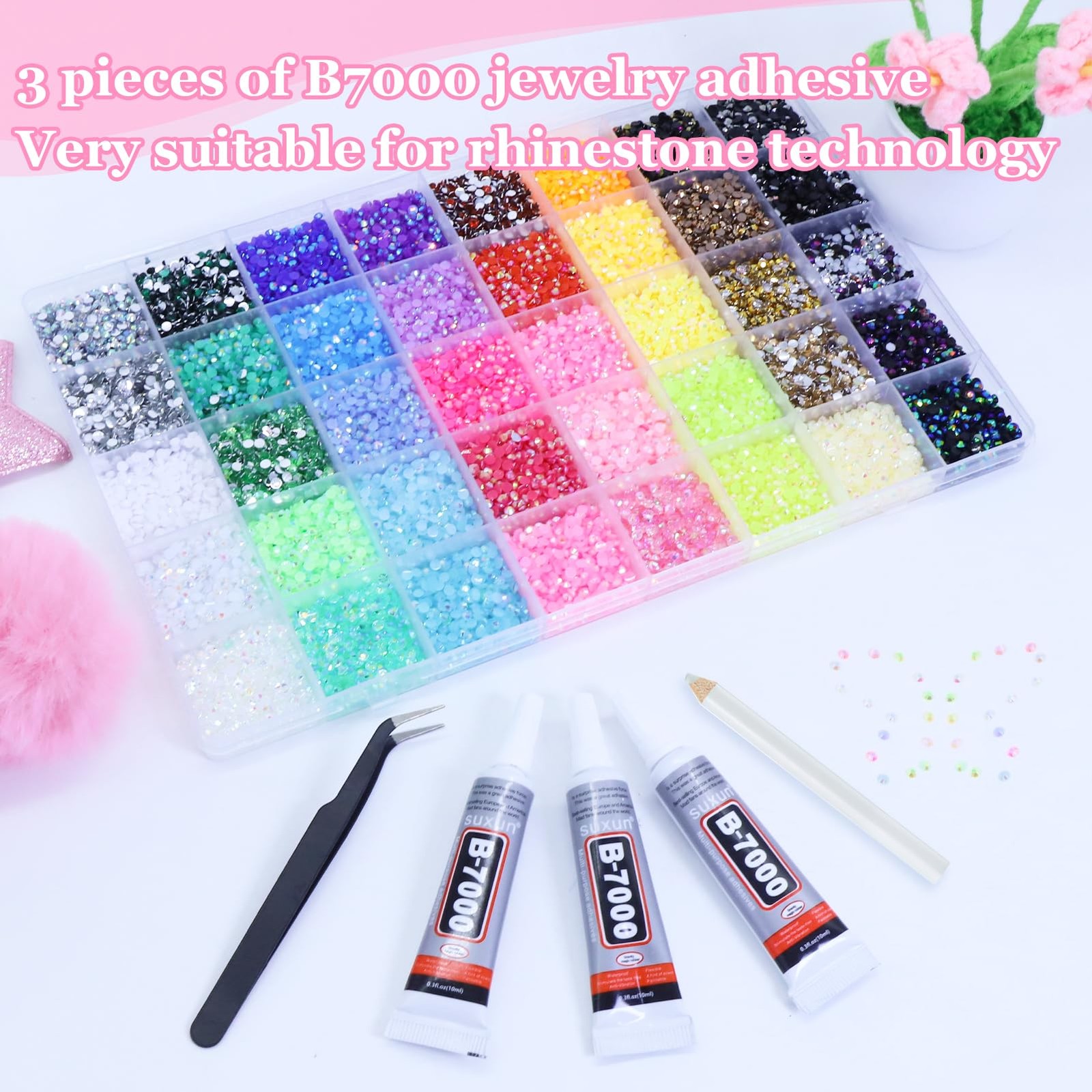 40 Colors Resin Jelly Rhinestones for Bedazzling,3mm 32000 Pcs Bedazzler Kit …