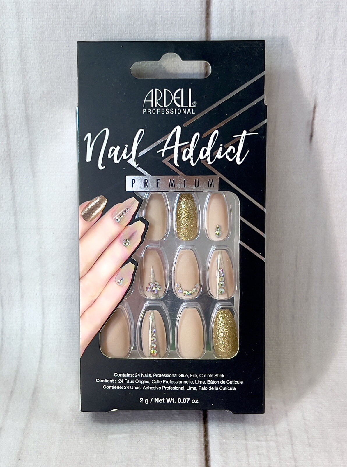 ARDELL Professional Nail Addict Premium Nails ~ Nude Jeweled Gold – COMBINE SHIP