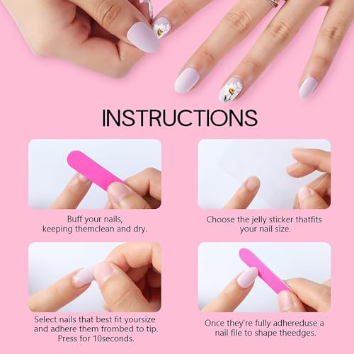 24Pcs Cute Elf Stick on Nails Long Length Flash Stars Sky Design Press on