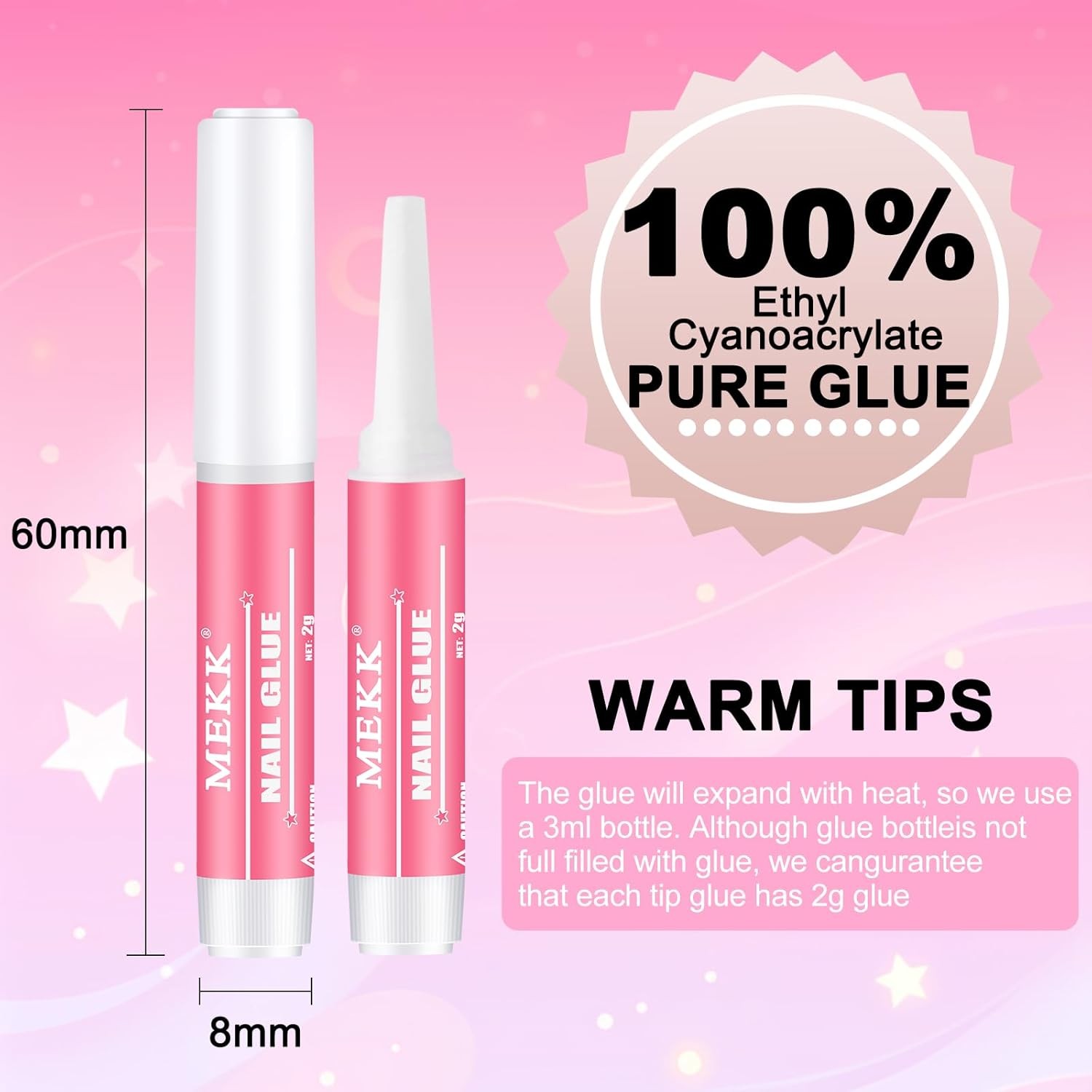 MEKK Nail Glue,Super Strung & Long-Lasting Nail Glue for Acrylic Nails,Press Ons