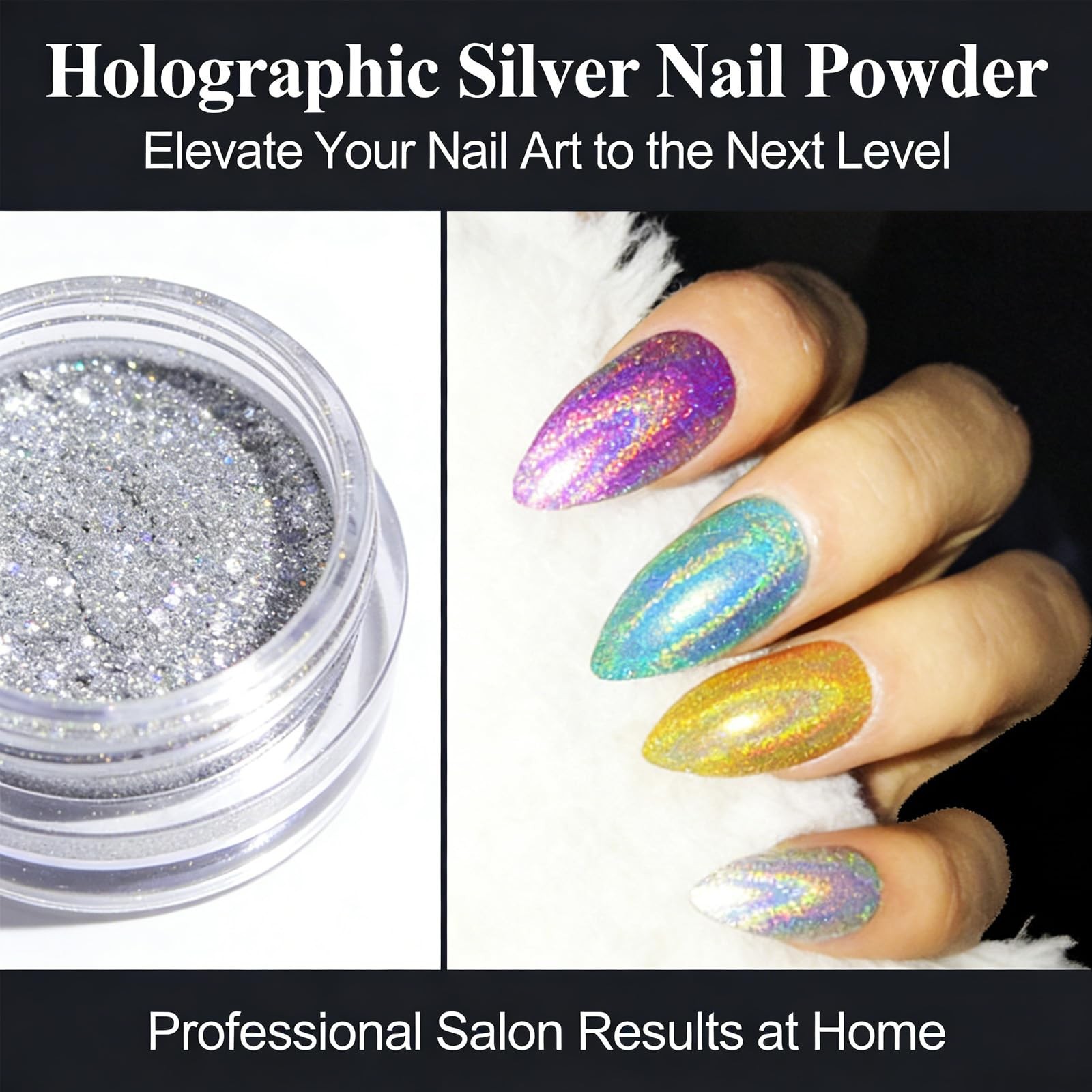 Joyeee Holographic Nail Powder, Mermaid Chrome Nail Art Glitter Magic Shining…