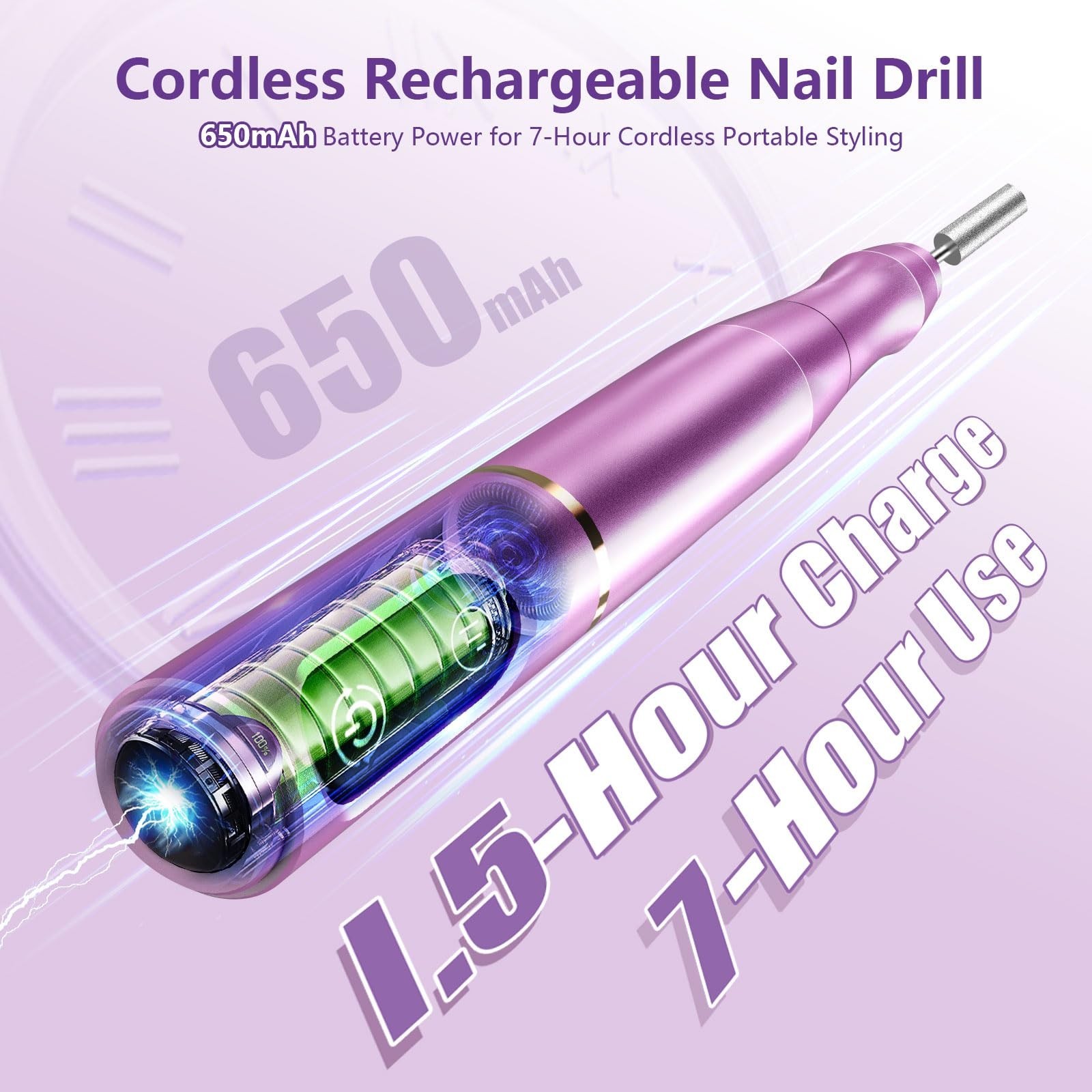 Cordless Nail Drill Electric Nail File Kit, Rechargeable Efile Set, Portable …