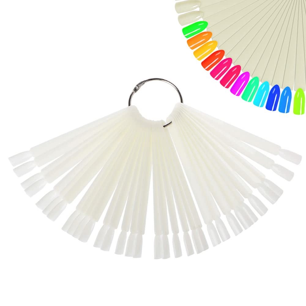 50 Pcs Smooth Glossy Nail Display Sticks with Convenient Ring for Organization