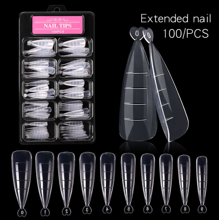 100 Pcs Nail Dual Forms Clear Full Cover Quick Building Gel Mold Tips Nail Tools