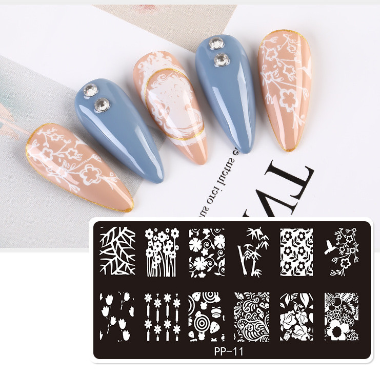 Pattern Nail Stamping Plates Flower Butterfly Snowflake Line Image Template Tool