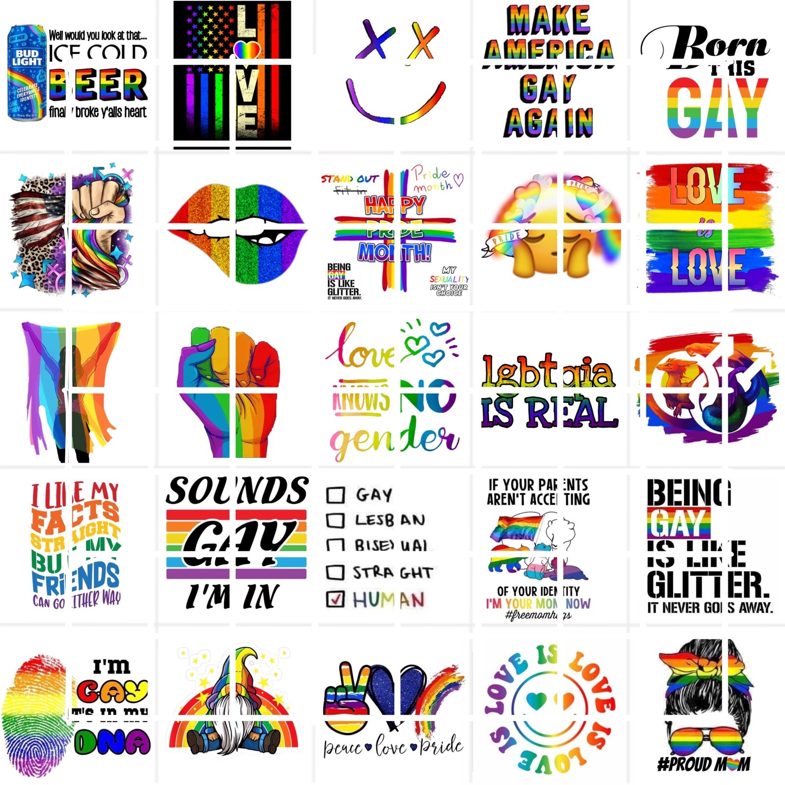 LGBTQ LGBTQIA Pride Waterslide Nail Decals Set Of 50 Instructions & Bonus