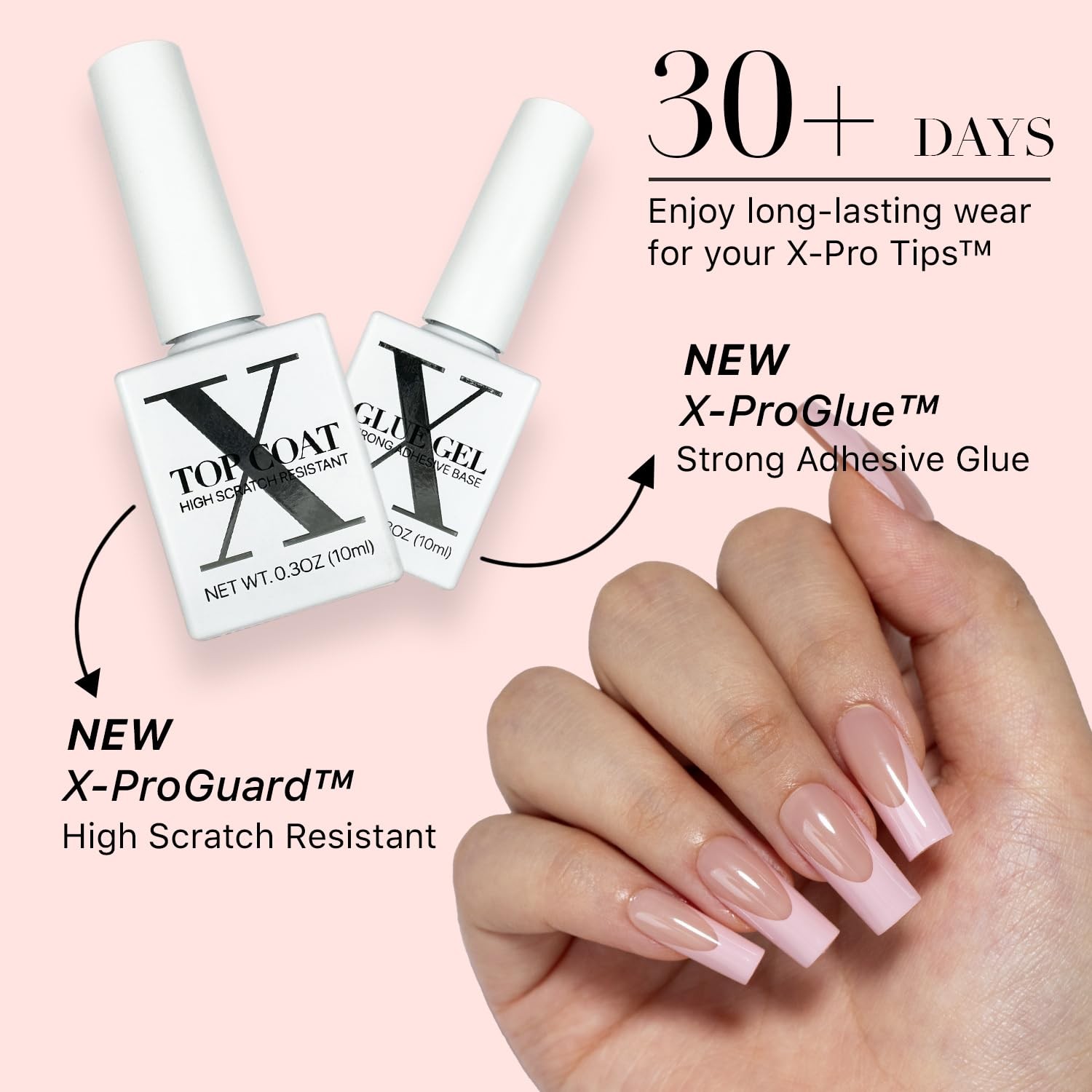 SXC Cosmetics French Tip Press On Nails – Skin Tone Nude and Color Series, Me…