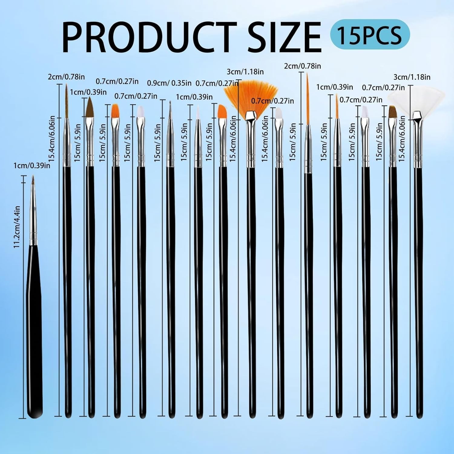 15PCS Gel Nail Art Brushes Set Manicure Dot Nails Set for Diy & Professional Use