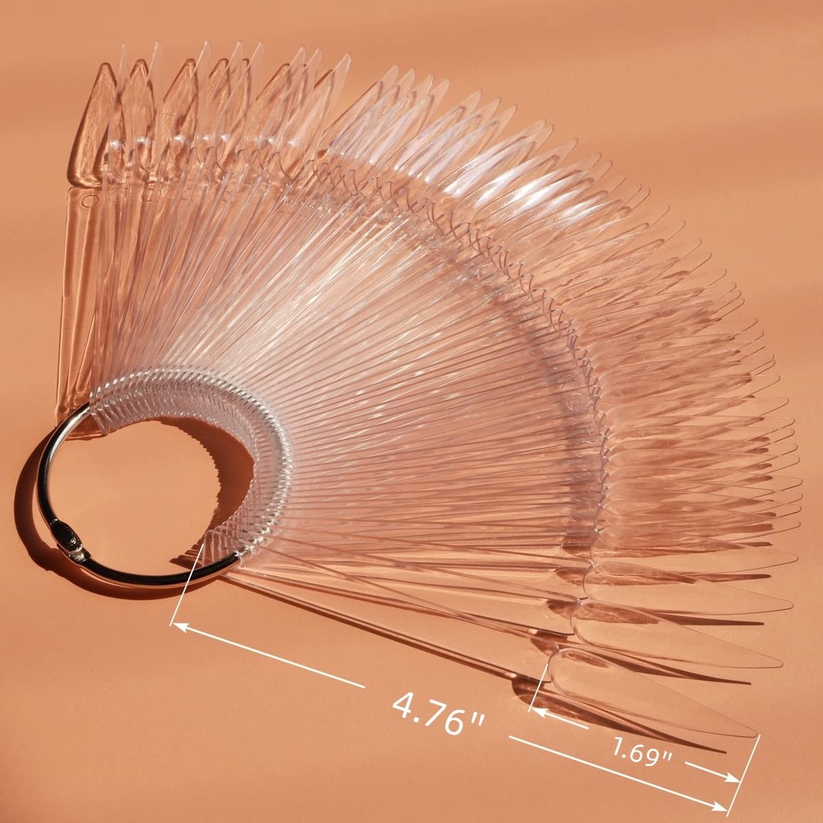 50 Pcs Clear Fan Shape Nail Color Swatches Sticks with Ring for Manicure