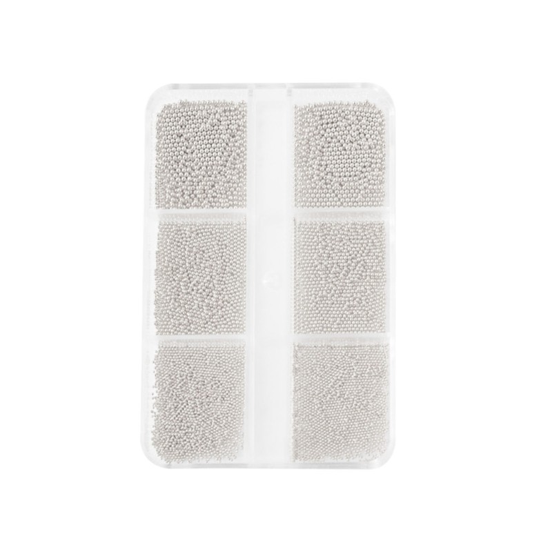 6 Grids/Box Professional Nail Art Mini Metal Mini Caviar Nail Bead 3D Decoration