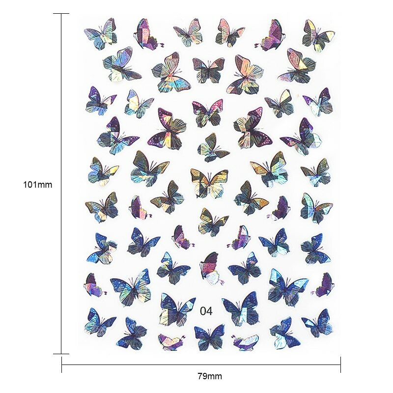 3D Butterfly Holographic Nail Art Flower Water Decoration Tattoo Transfer Decal