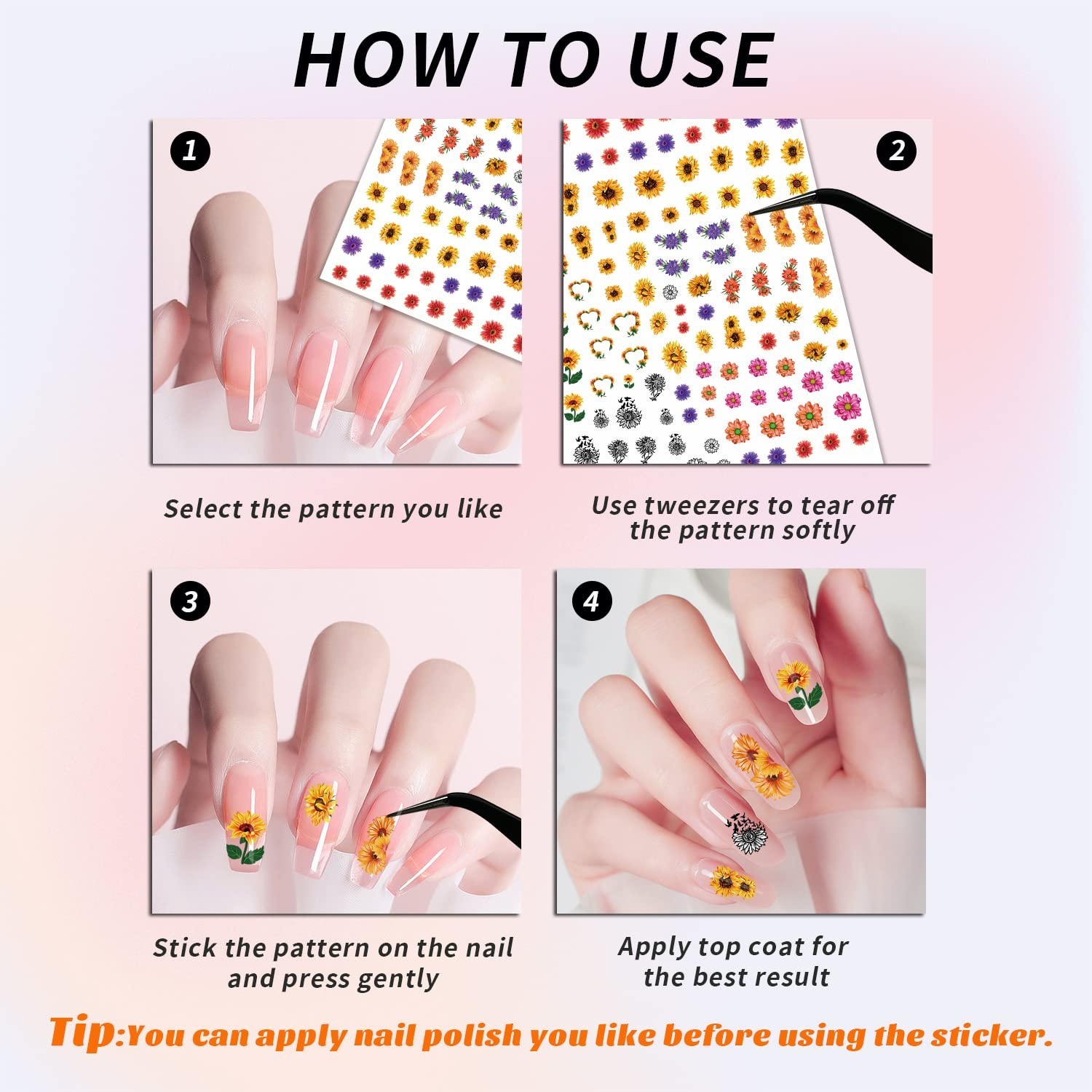 Nail Art Stickers for Women Girls Kids, 18 Sheets Acrylic Decals with Tweezer…