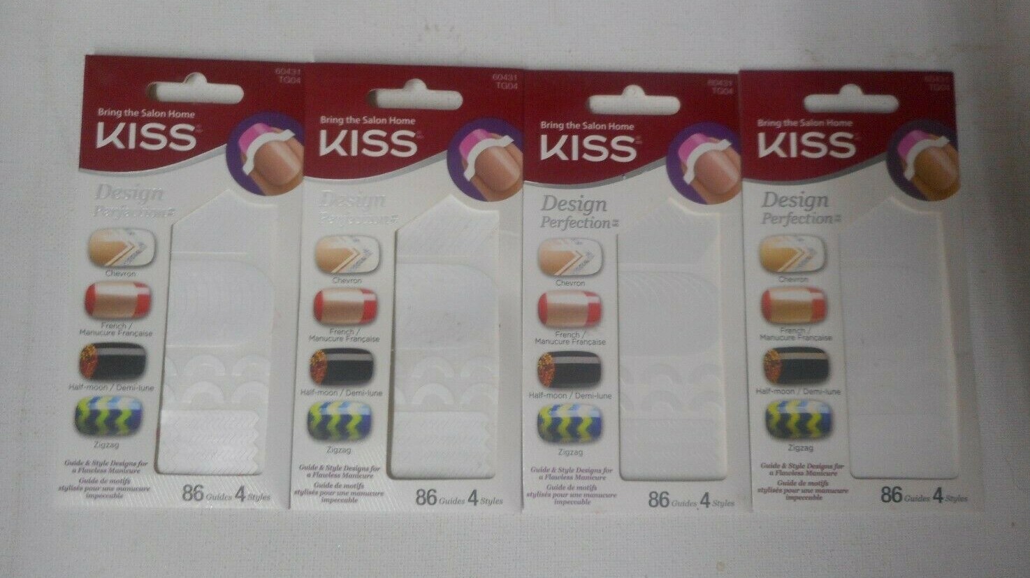4 pc lot KISS Design Perfection 60431 86 GUIDES 4 STYLES Chevron,French Manicure