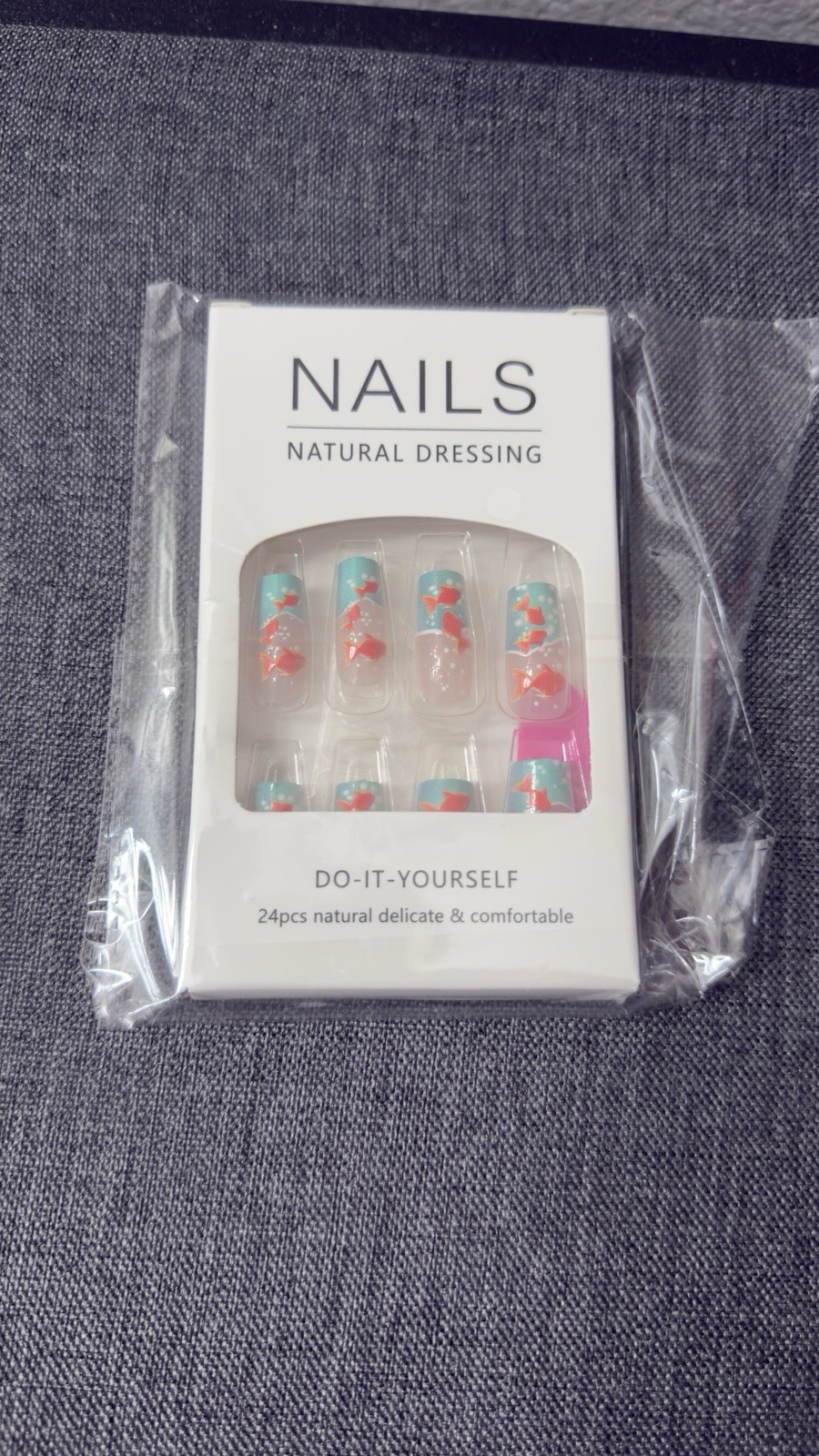 Nails Natural Service 2 Minutes Naill Art Fish Blue