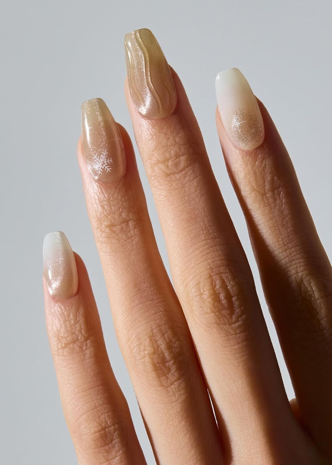 ohora Semi Cured Nail Strips: Snow Spell Pearl White UV/LED Lamp, Salon Quality