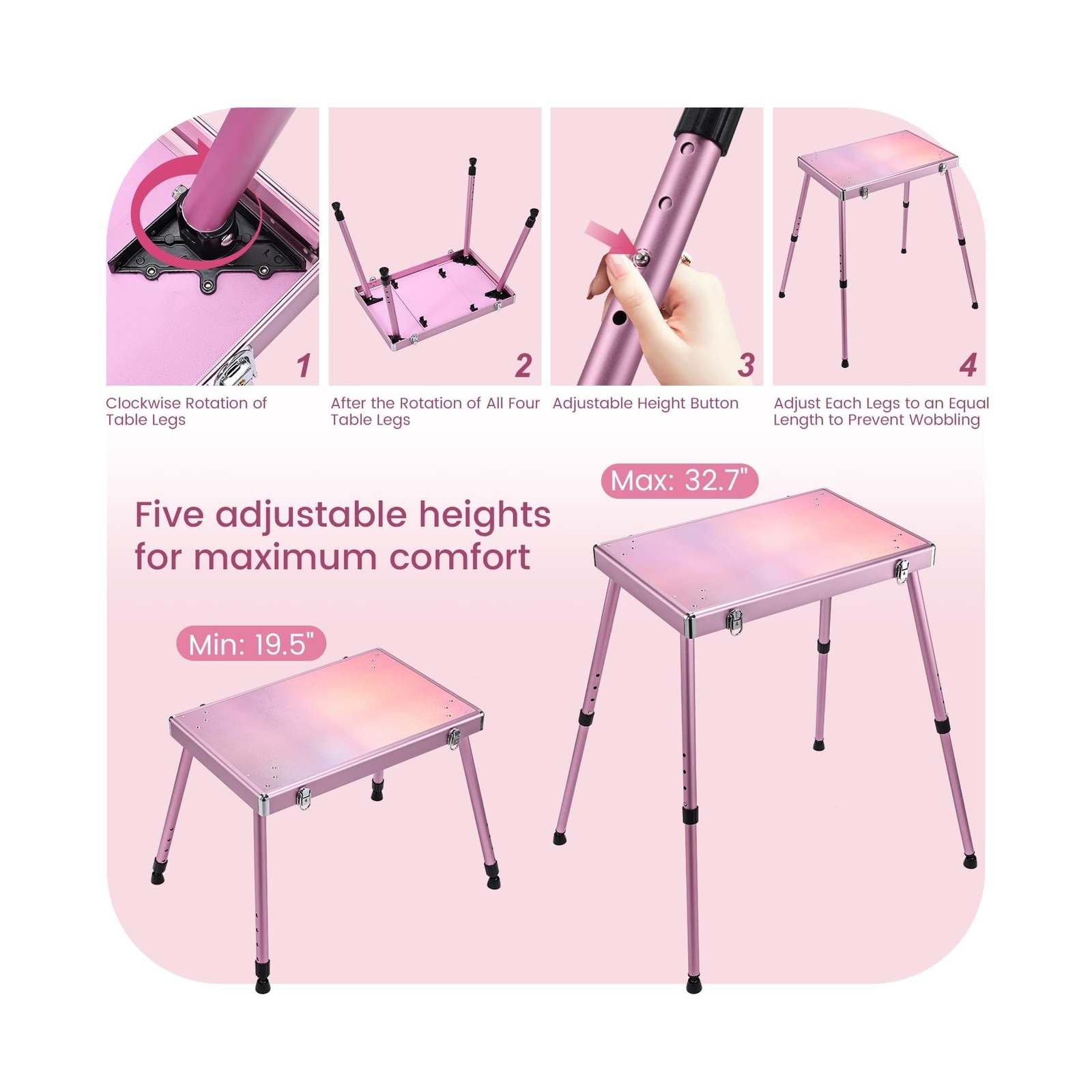 Joligrace Rolling Manicure Table 5 Drawers Foldable Nail Desk Cosmetology Cas…