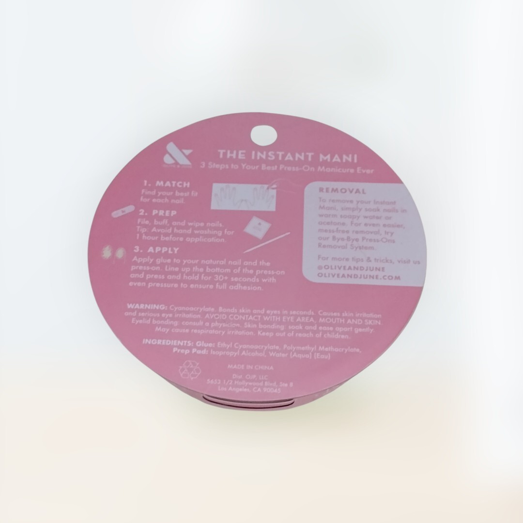 Olive & June Press-On Nails THE INSTANT MANI 42ct Medium Length PINK GOLDFISH
