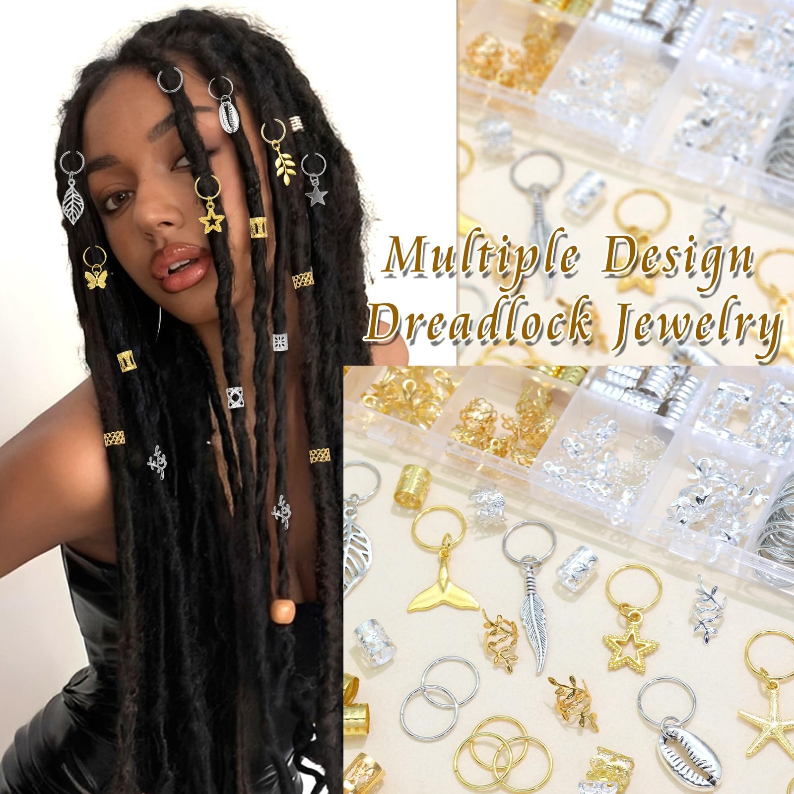 292PCS Hair Jewelry for Braids Gold Silver Loc Charms Dreadlock Braids Clips …