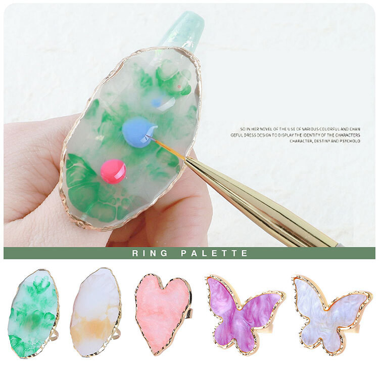 Resin Nail Art Ring Palette Manicure Tool Polish UV Gel Holder Display Tool DIY