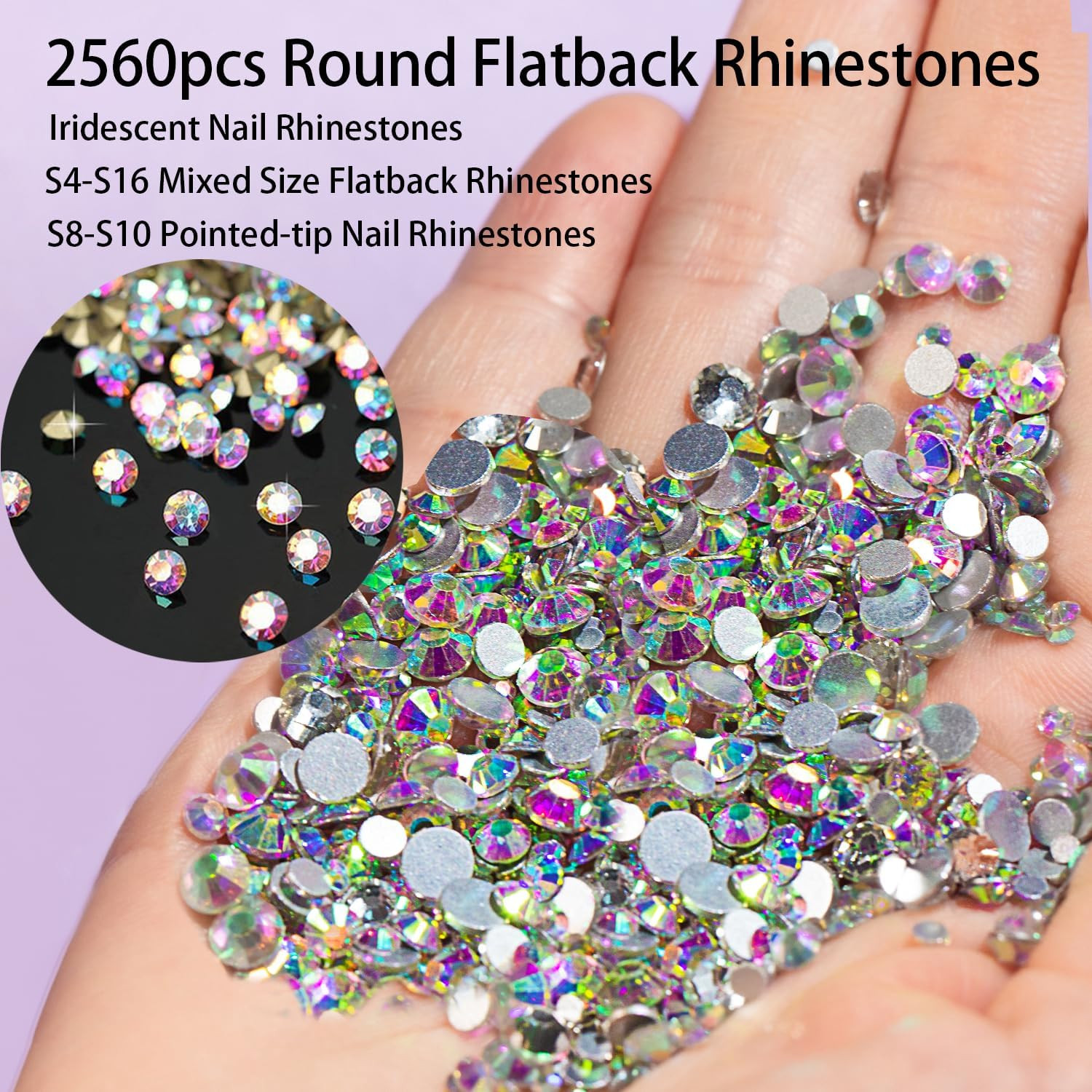8000pcs Nail Gems and Rhinestones for Nails Art, 240 Shaped Glass AB Crystals Na