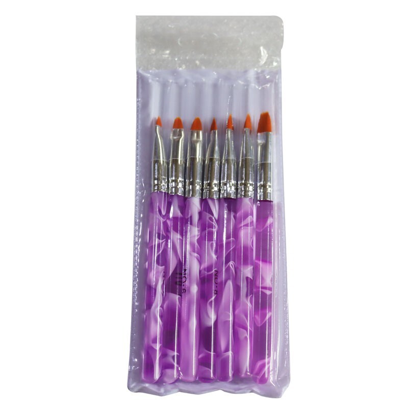 Nail Art Set w/Nylon Hair Brush 7-piece Acrylic Rod Round Head Phototherapy Pen