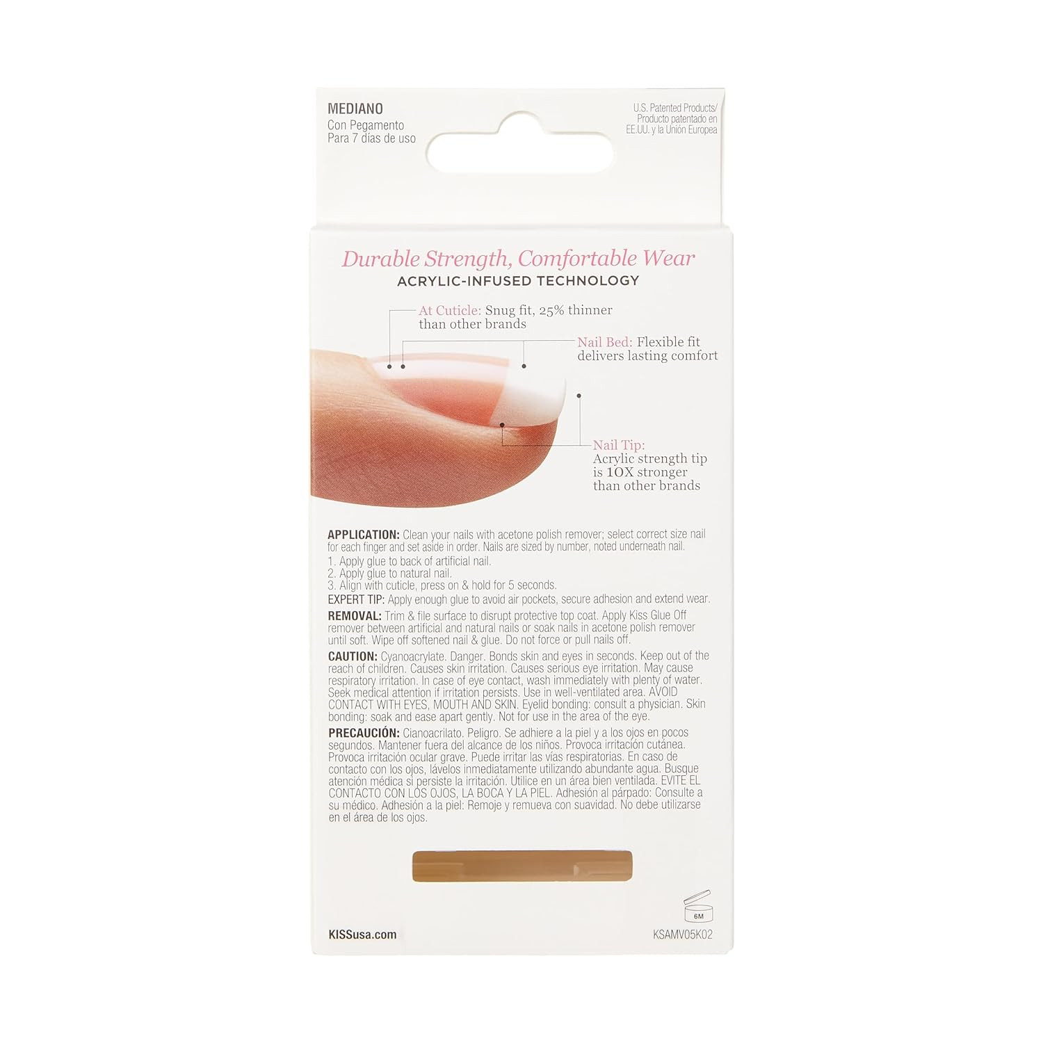 Salon Acrylic French Nail Set – Medium Square “Je T’Aime” Design