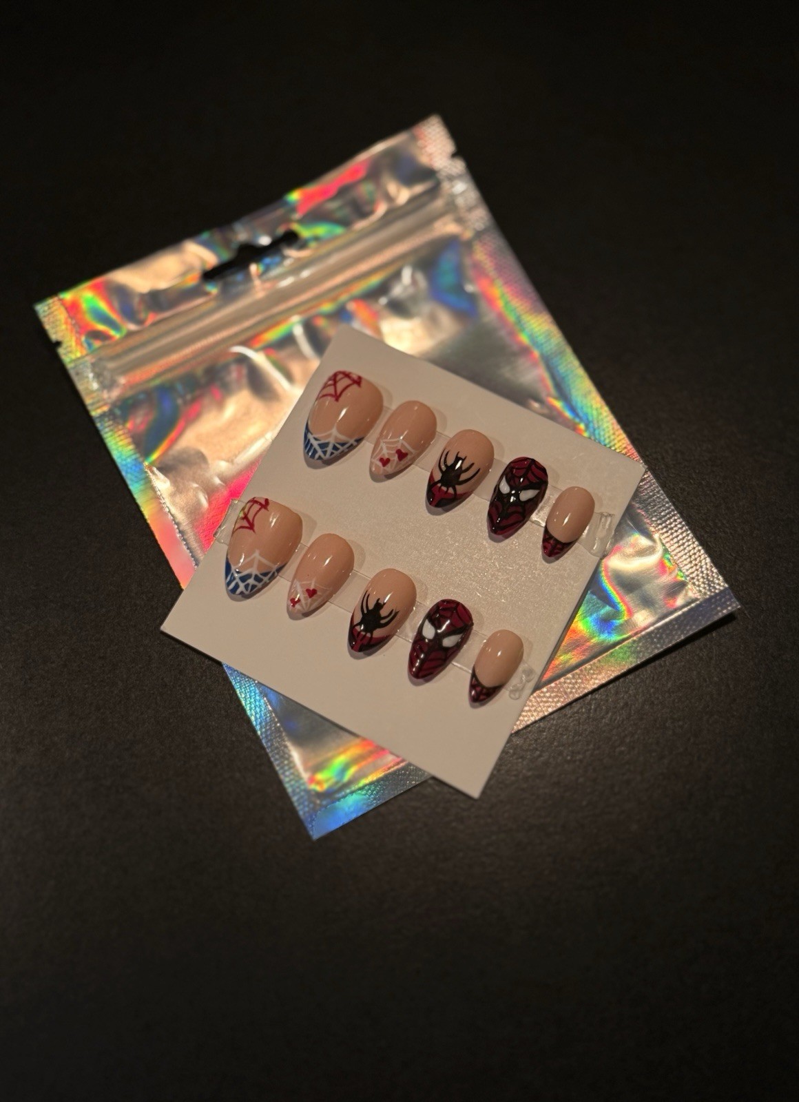 Custom Press On Nails – Hand Painted – Spiderman Press On Nails | Nails Only!