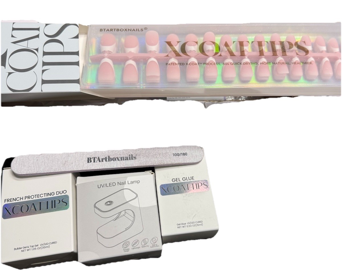 BTArtboxnails XCOATTIPS Gel Nail Kit – Short Almond Nail Tips w/gel & Lamp