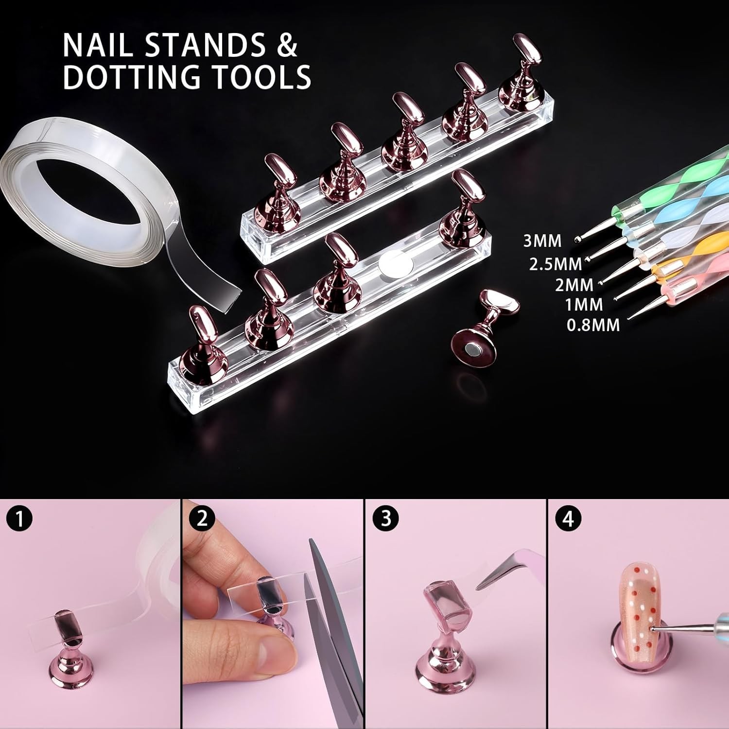4 Boxes Nail Charms and Gems Set, Nail Rhinestones Nail Kit with Nail Art Bru…