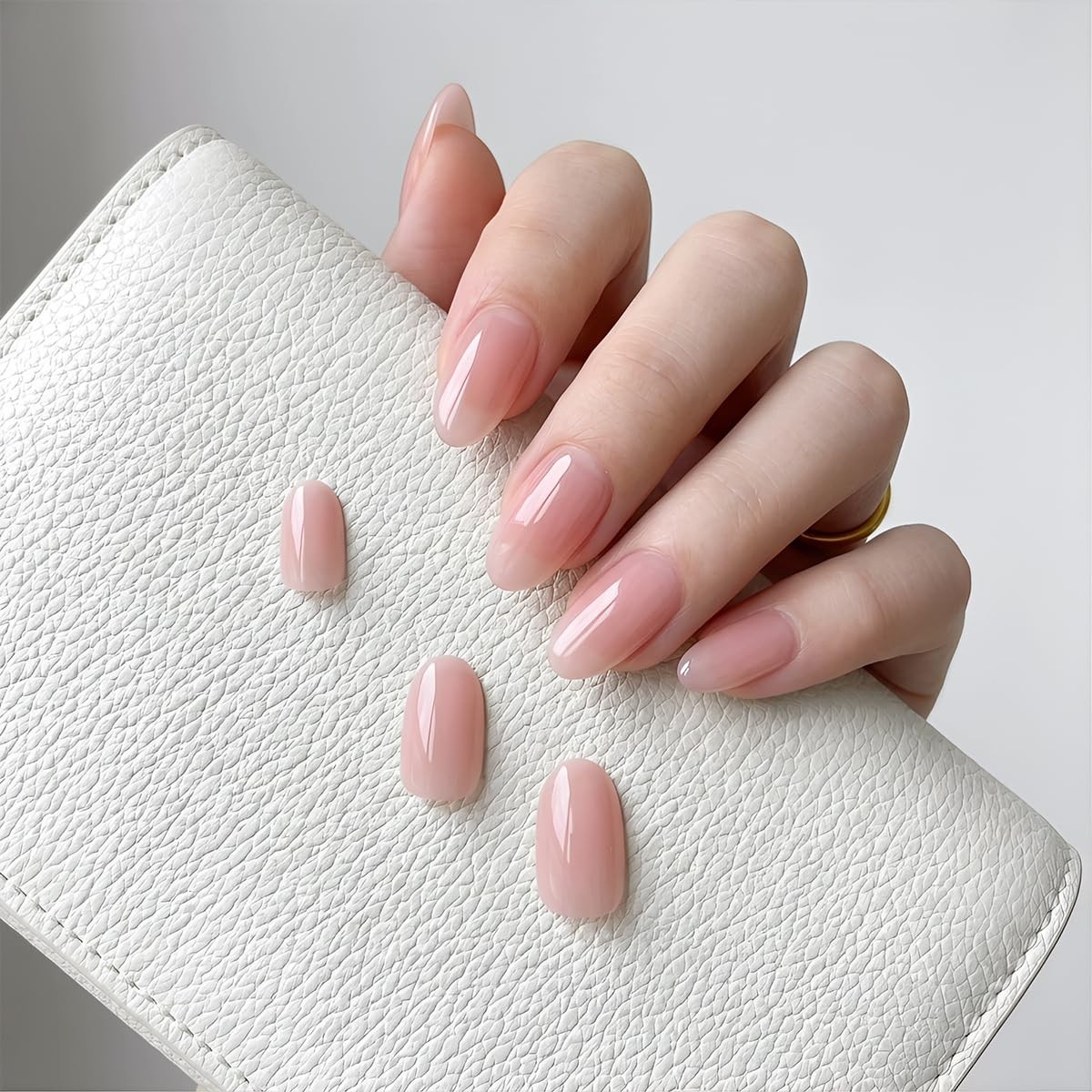 24Pcs Medium Soft Nude Pink Press on Nails,Natural Fit Salon Quality Transpar…