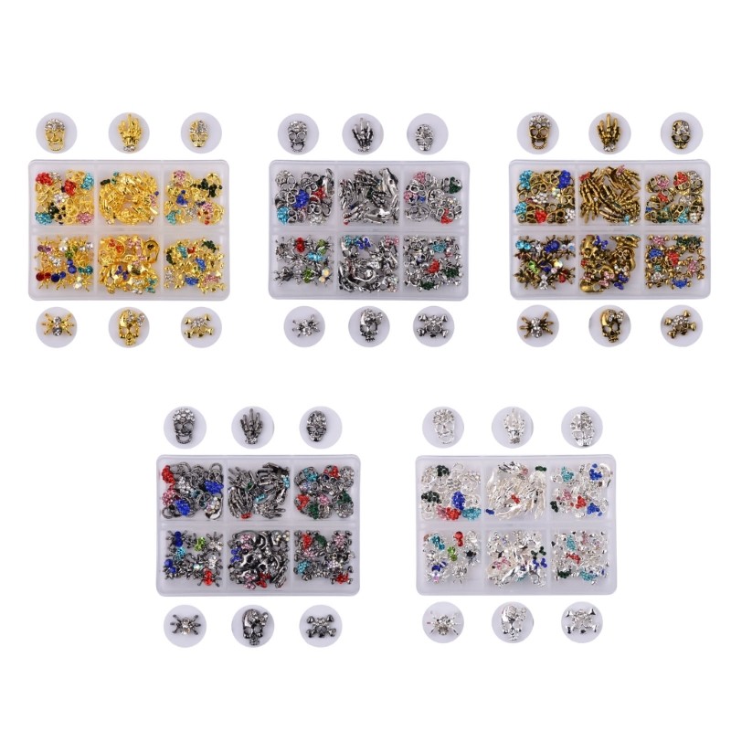 3D Halloween Nail Art Charms Alloy Nail Decoration Vintage Skeleton Bead