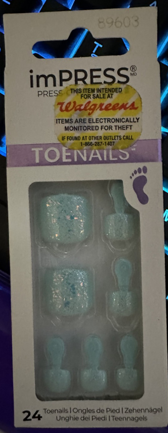 Impress! Kiss Peticure Nails TOES Teal Blue Glitter