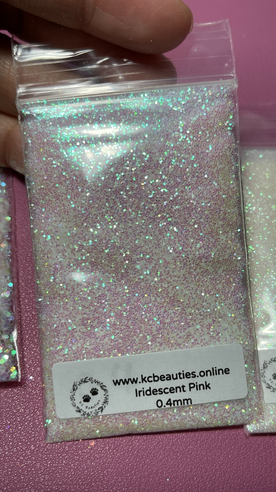 Iridescent White Glitter Hex Snow Light Pink pink blue sheen Nail Art US seller