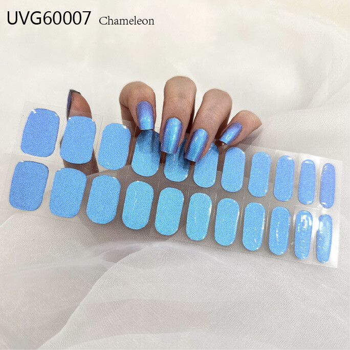 Gel Nail Sticker Semi Cured Gel Nail Strips Lasting Nail Sticker UV Lamp Needed