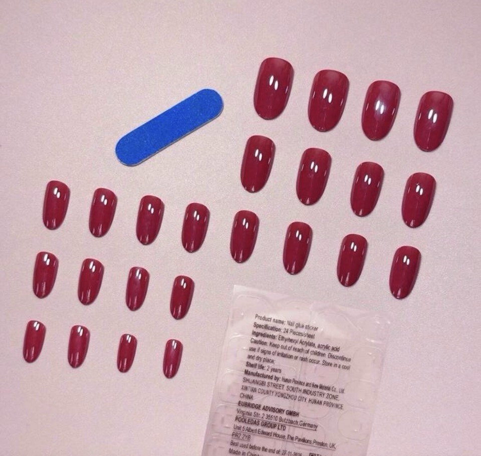 Bright Pink Fuchsia Metallic Almond Nail Kit | 24-Piece Press-On Nails | New