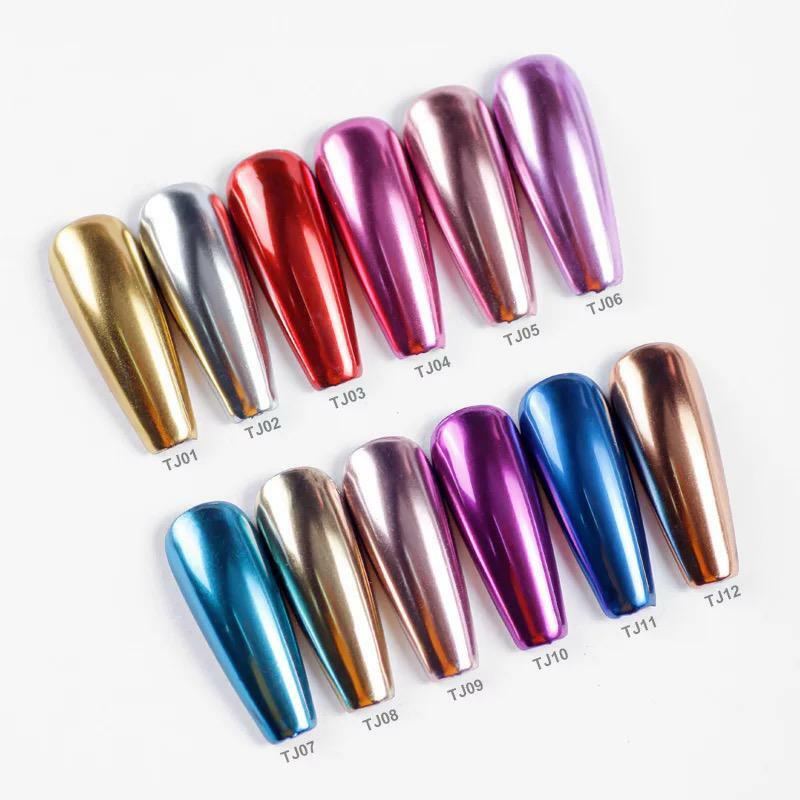 Nail Chrome PEN Mirror Powder Air Cushion Solid 14 Colours Dust Holographic Red