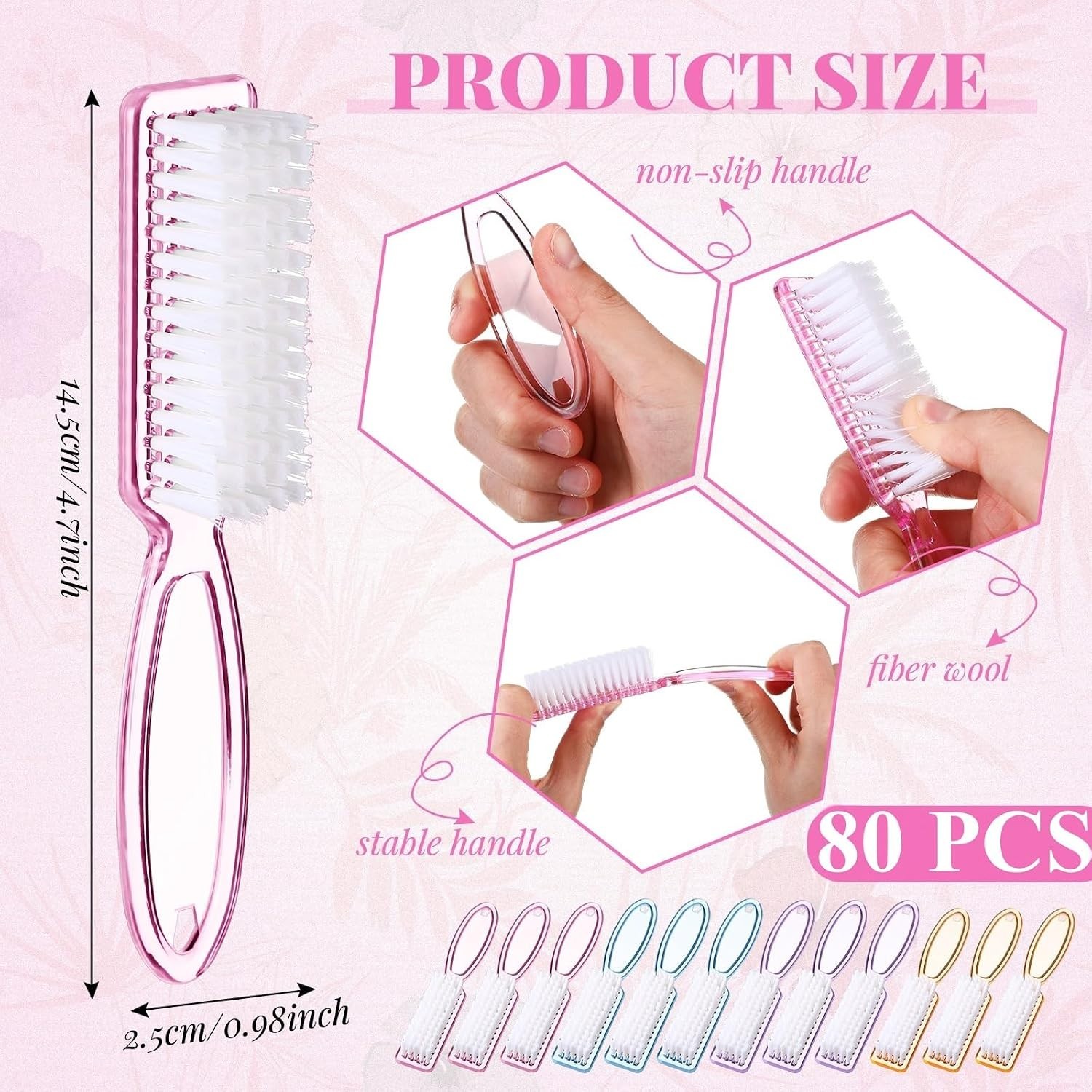 Multicolor Nail Cleaning Brushes Set