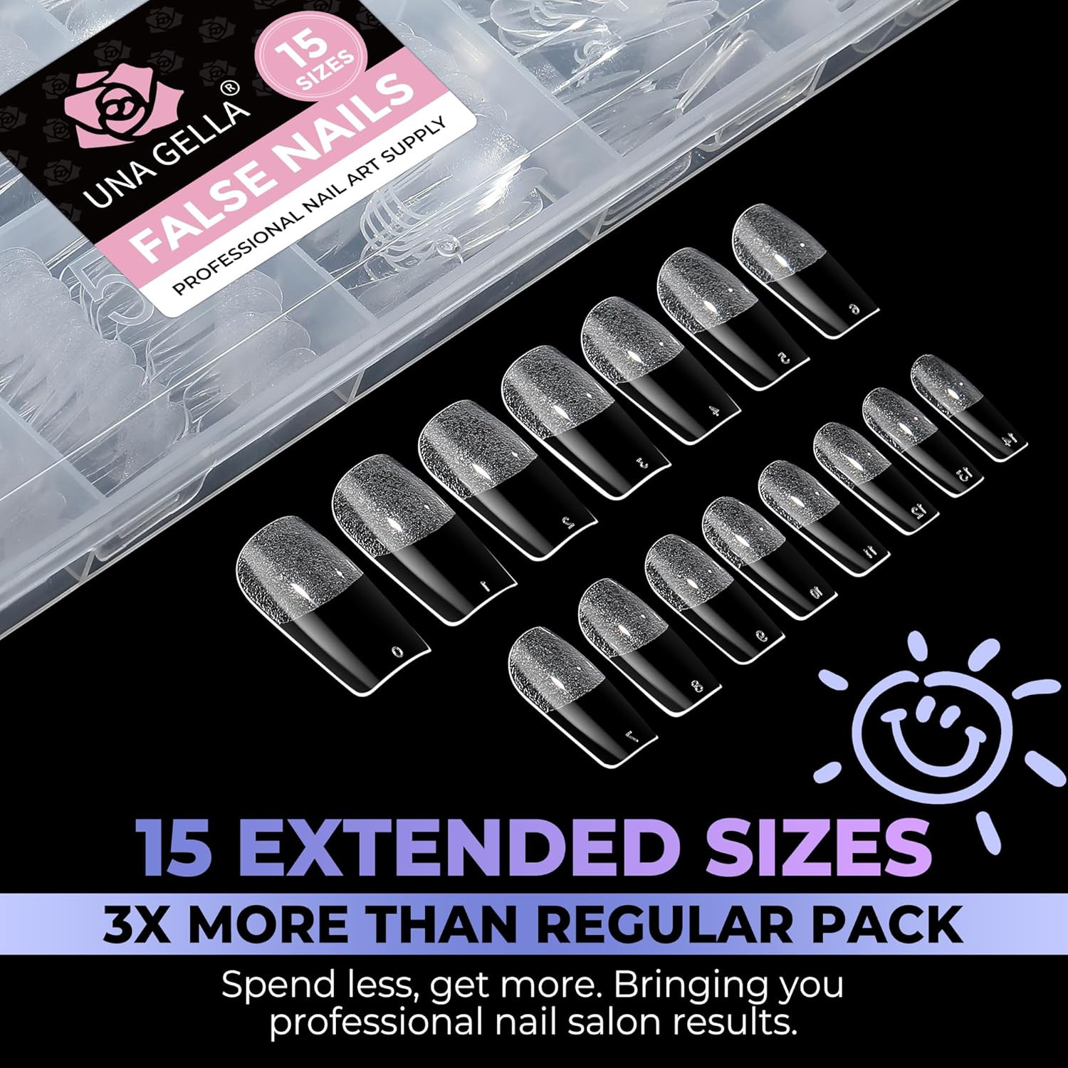 Medium Square Nail Tips: 450PCS Medium Fake Acrylic Gel Nail Tips 15 Sizes Soft