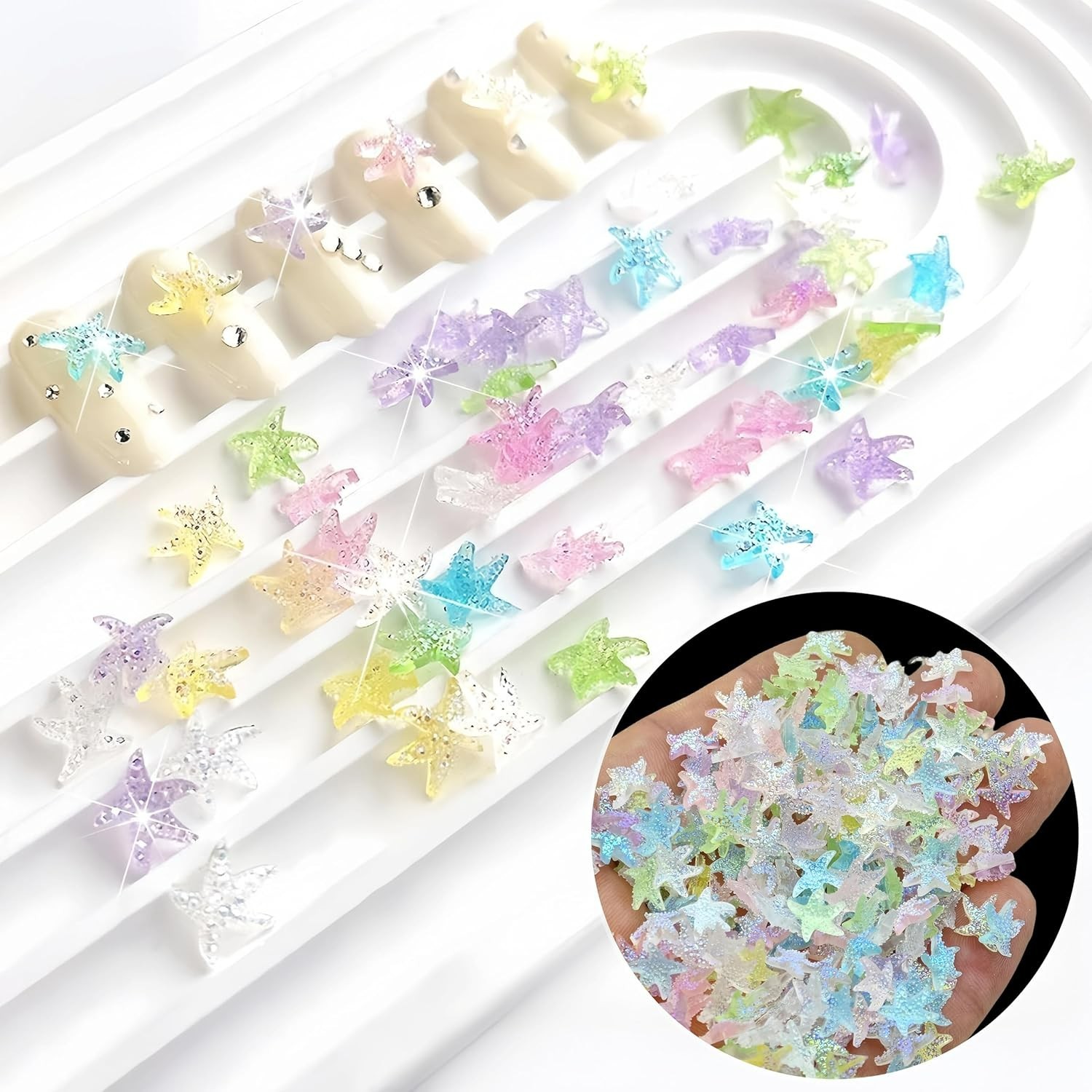 Vibrant Starfish Nail Diamonds – 100pcs Resin Charms for Stylish Manicures