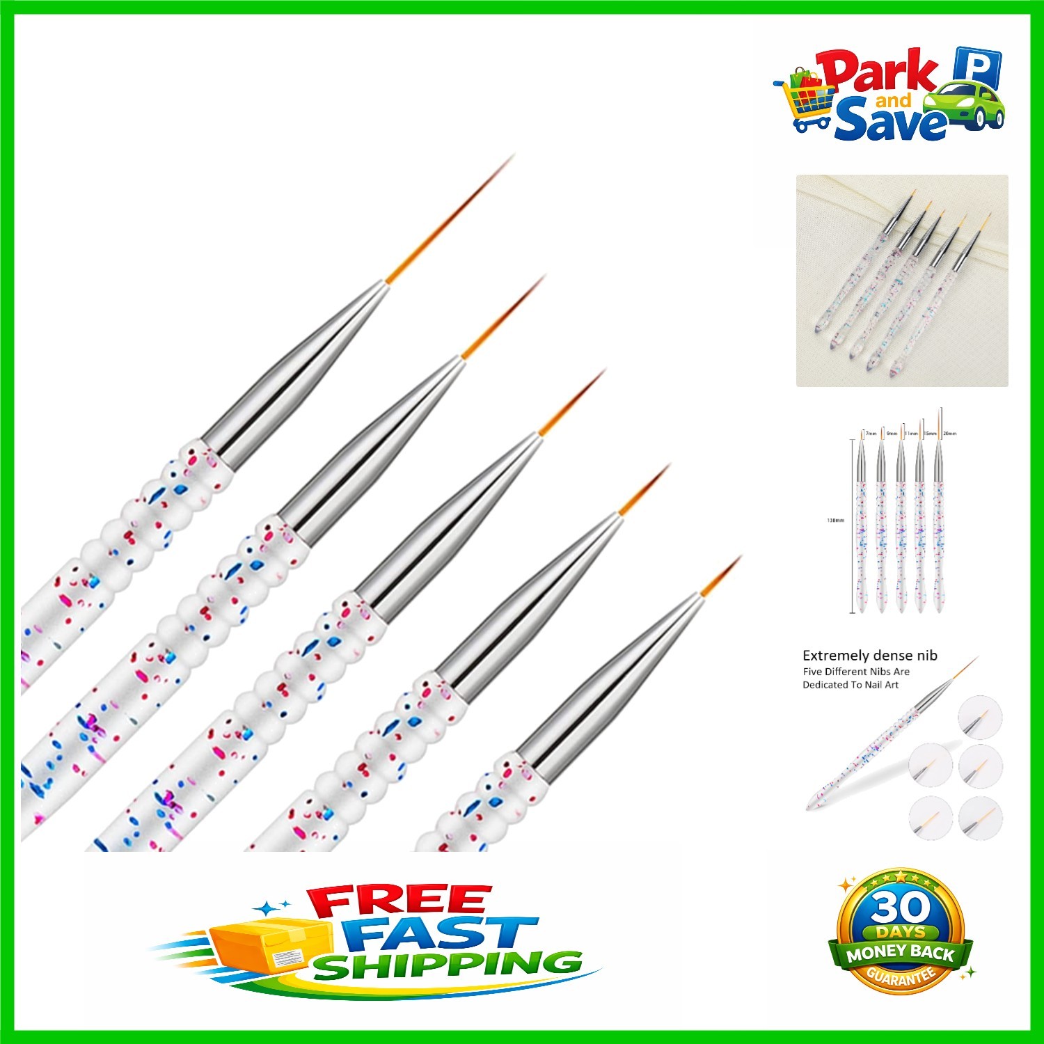Luxury Nail Art Liner Brush Set – 5 Sizes for Detailed Nail Designs and More