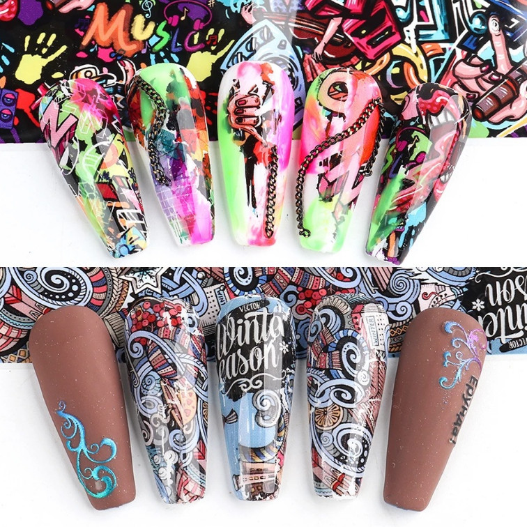 10 pcs Nail Art Foil Sex Mouse Sticker Transfer Decals Manicure DIY