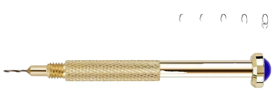 14K Yellow Gold Nail Charm w/2-pt Diamond w/Prongs & 2-Gold Swoops on the End