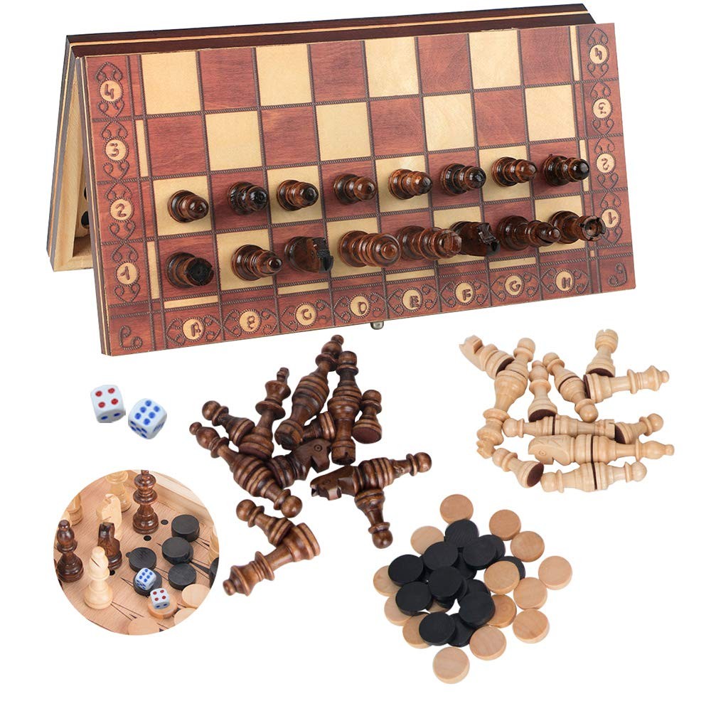 Luoyer 3-in-1 Chess Set Include Checkers 11.4 inches x