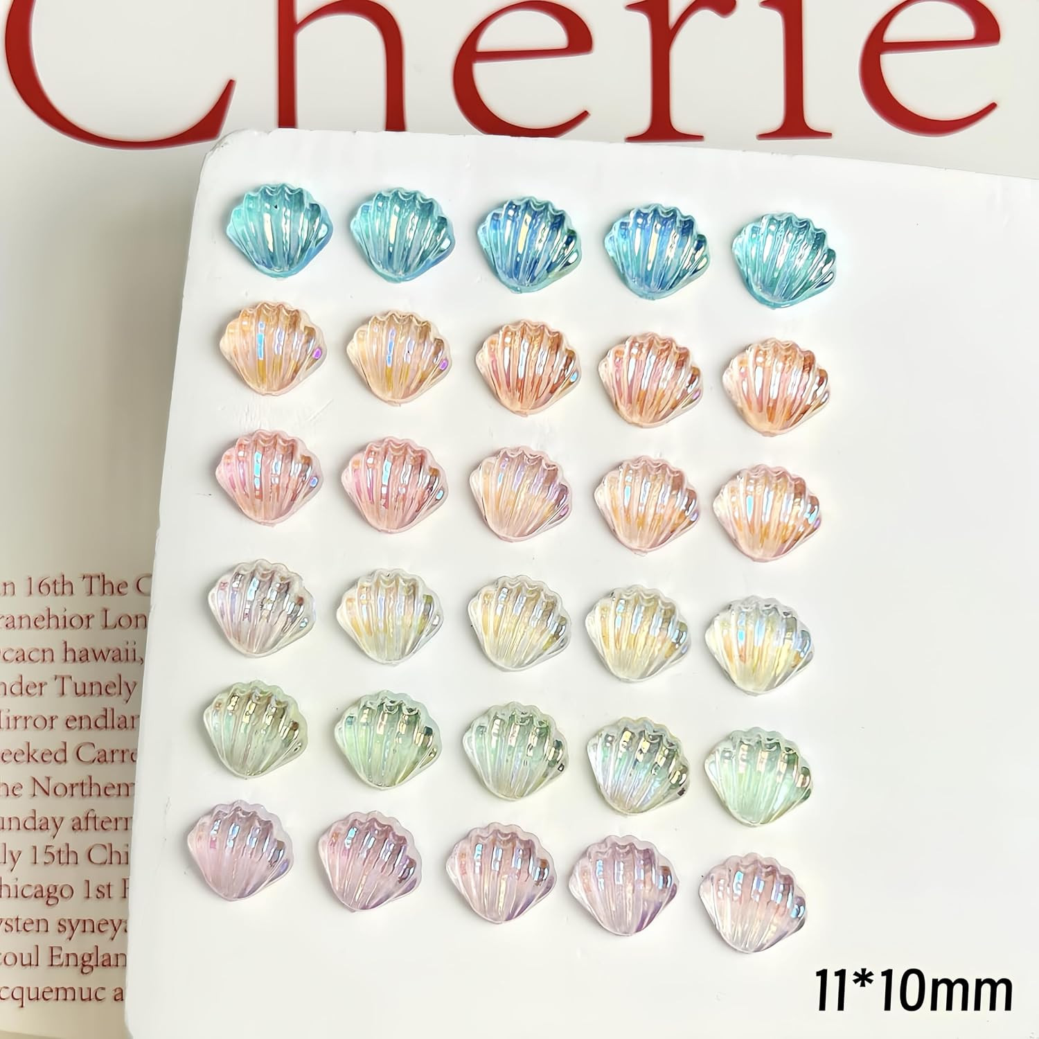 250Pcs Seashell Nails Charms 3D Resin Summer Ocean Nails Art Charms off-white