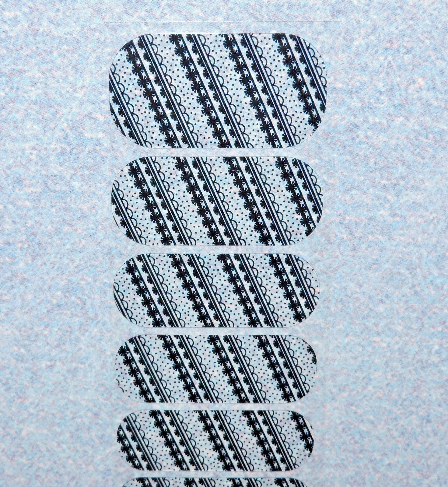 BNIP Jamberry Style Box SEPTEMBER 2015 – FEMININE White Black Lace Nail Wraps