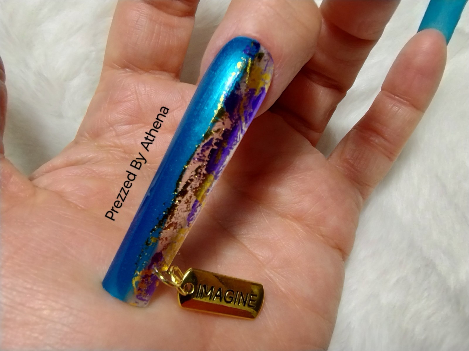 Luxury Handmade Press-On Nails I Reusable I Butterfly Blues I Square Shape l 3XL