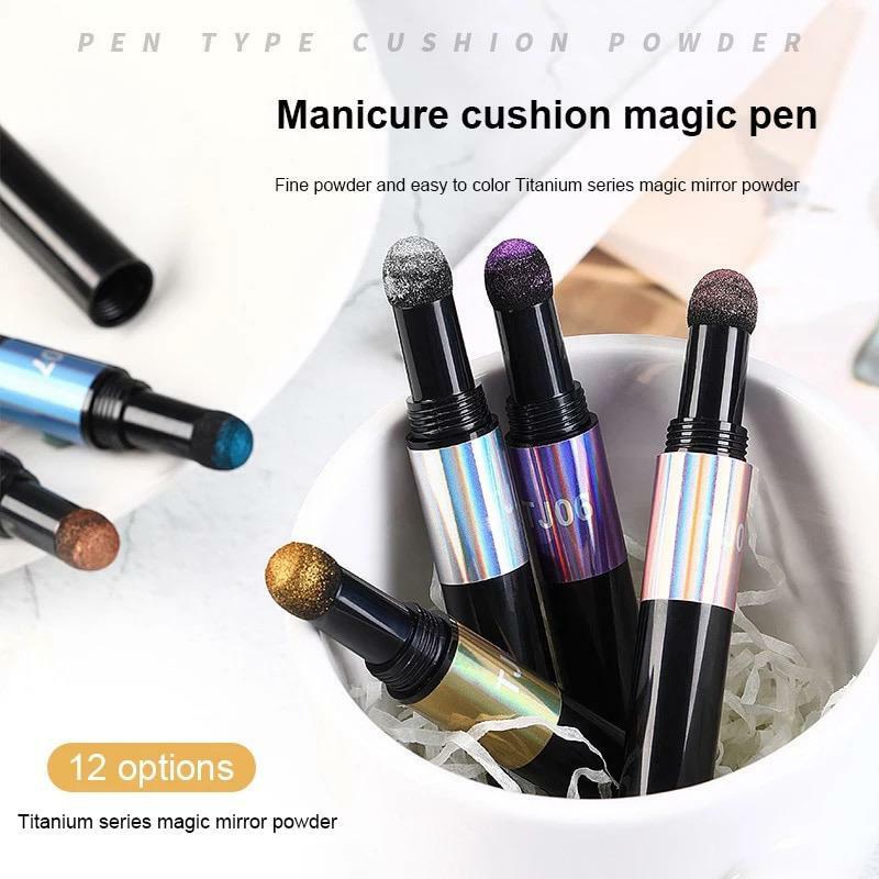 Nail Chrome PEN Mirror Powder Air Cushion Solid 14 Colours Dust Holographic Red