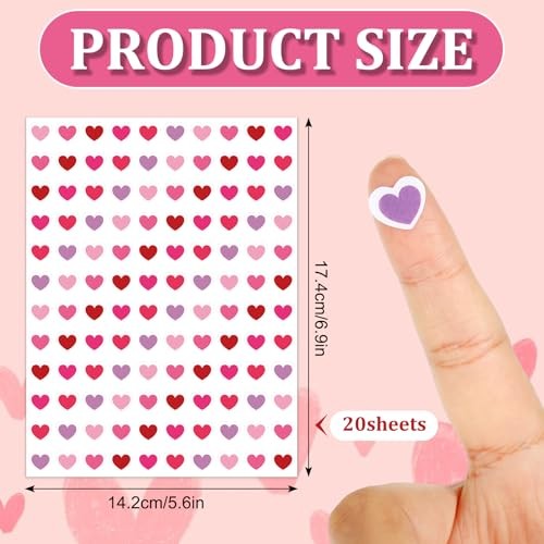 2400Pcs Valentine’s Day Mini Love Heart Sticker Red Pink Red Pink Hearts