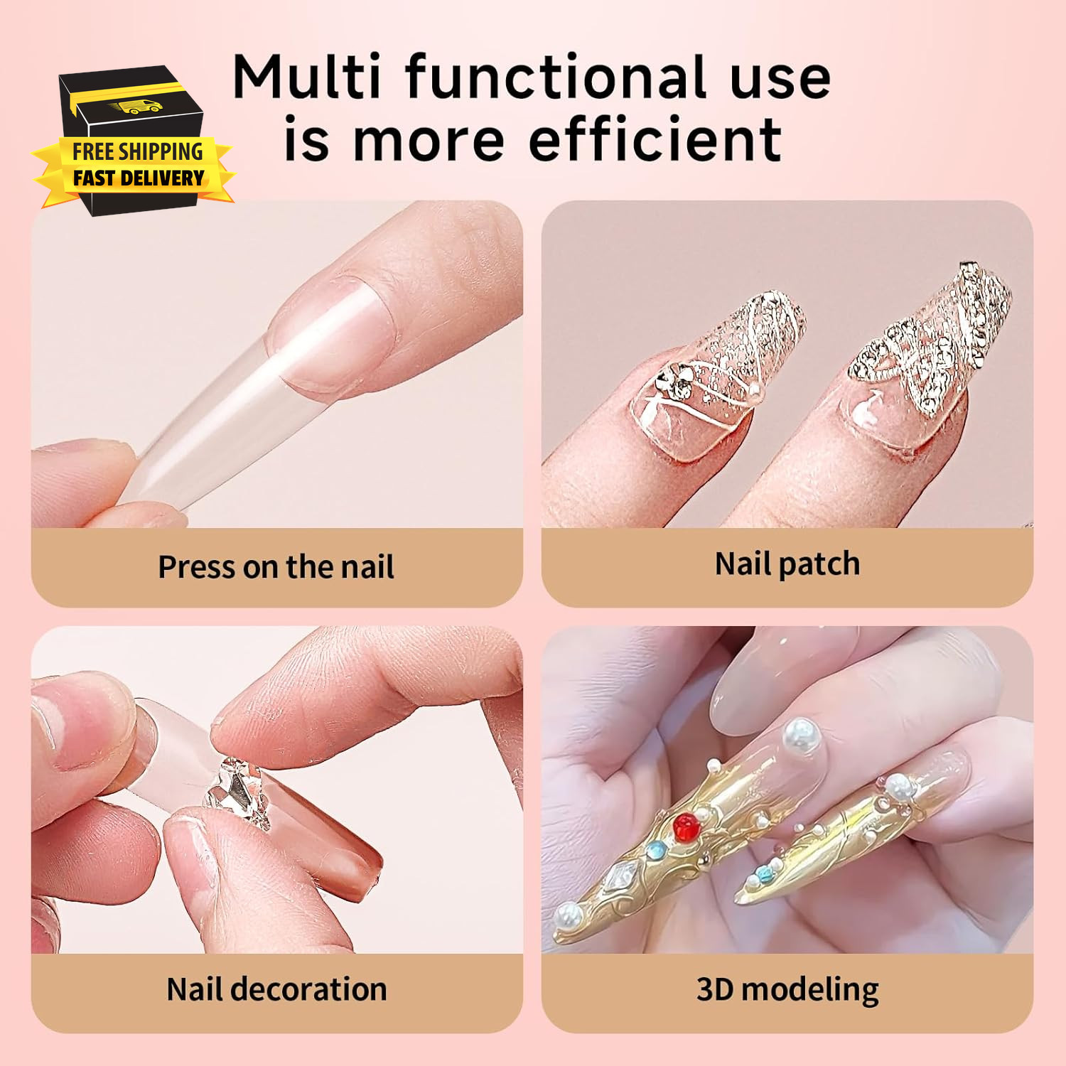 Super Strong Nail Glue for Acrylic Press-On Nails – No UV Light Needed, Fast-Dry